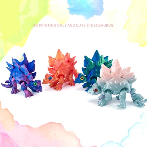 3D-printad djurleksak Artikulerad Stegosaurus Mystery Crystal A1 A1