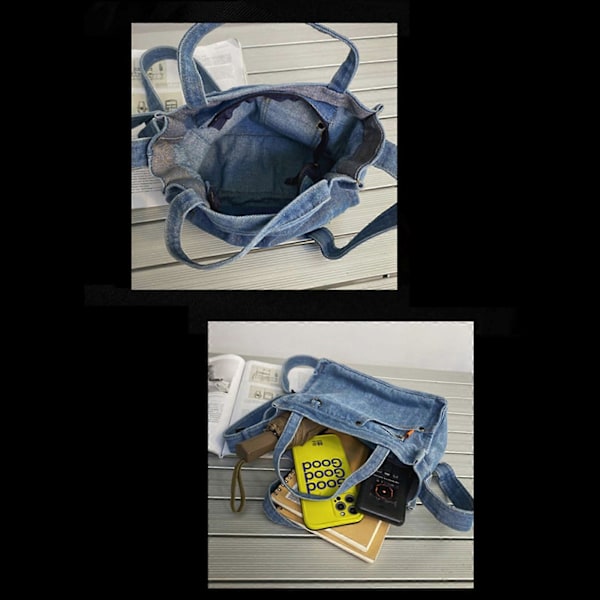 Denim Skuldertaske Crossbody Taske Skuldertaske Håndtasker Messenger Taske til Unisex Blue