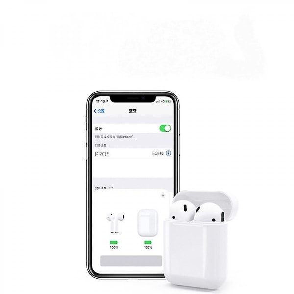 Airpods 5. Nesil Iphone og Android-kompatible Bluetooth-hodetelefoner, trådløse Bluetooth-hodetelefoner, kompakte og utsøkte, enkle å bære, hvite