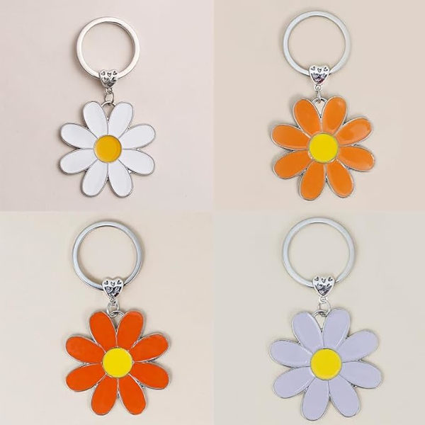 Söt nyckelring med prästkrage - blommig berlock till handväska, nycklar, metallnyckelring, present till kvinnor, blomsterälskare - accessoarer