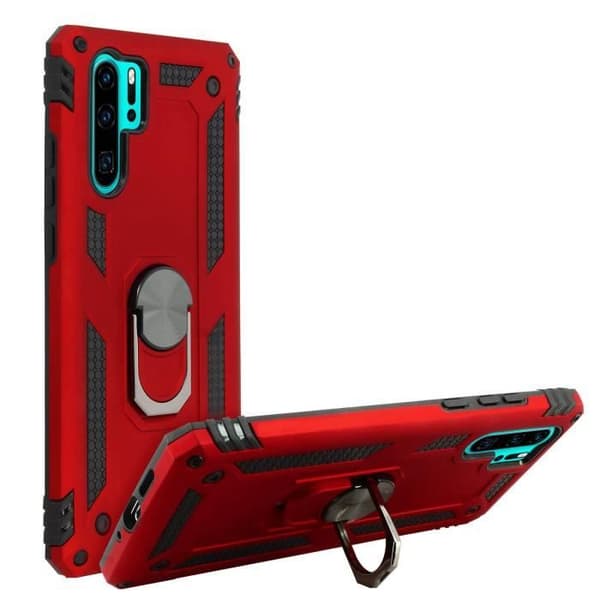 Beskyttelsesetui - Huawei P30 Pro - Dobbelt materiale - Rød - Integreret videostativ