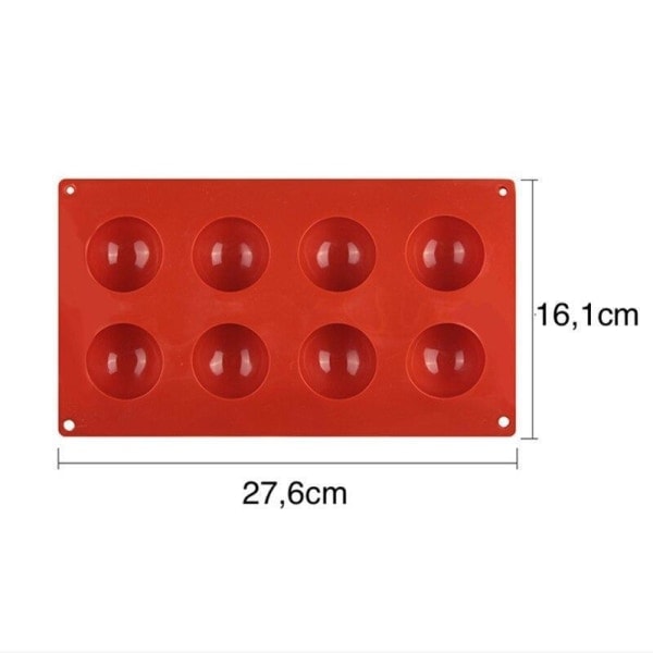 Silikonform - Boll / Halvklot 6/8/15/24 - Is/Choklad/Geléform Brun 8 Bollar 8 holes