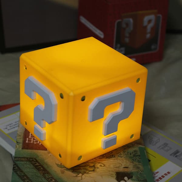 Super Mario LED Spørsmålstegn Murstein Nattlys USB Lading De Gul one size