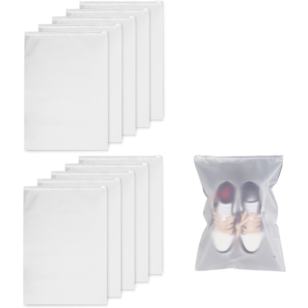 10 stk skobager oppbevaringsposer multifunksjonell vanntett kosmetikkpose undertøyspose reiseskpose støvtett pose skooppbevaringspose White 10