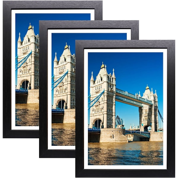 A4 fotorammer, 3-pakks sorte plakatrammer (21x29,7cm), egnet for skrivebord og veggmontering