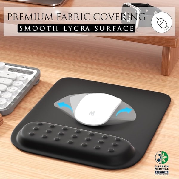 Ergonomisk musmatta med handledsstöd i memory foam, bekväm datormusmatta för bärbar dator, smärtlindrande handledsstöd svart prick Black Dot