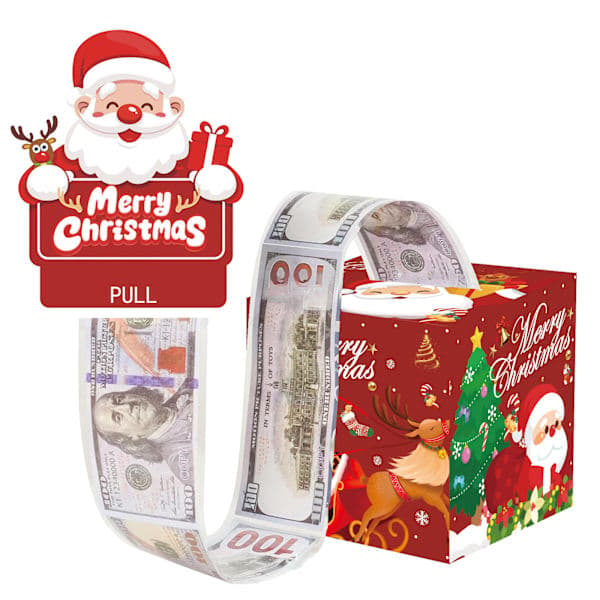 Julöverraskning Spargris Presentförpackning – Party Lyckodragning Låda med Dolda Pengar*23*Röd Julgran 23