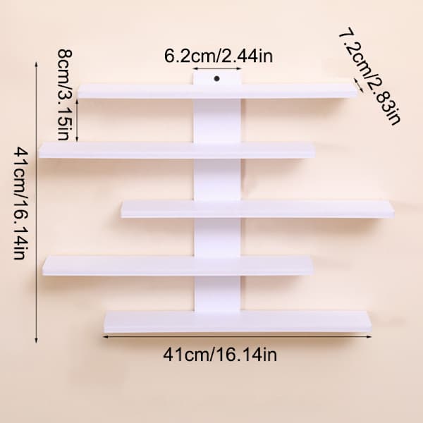 5-Vånings Justerbar Väggmonterad Displayhylla för Actionfigurer Vit White