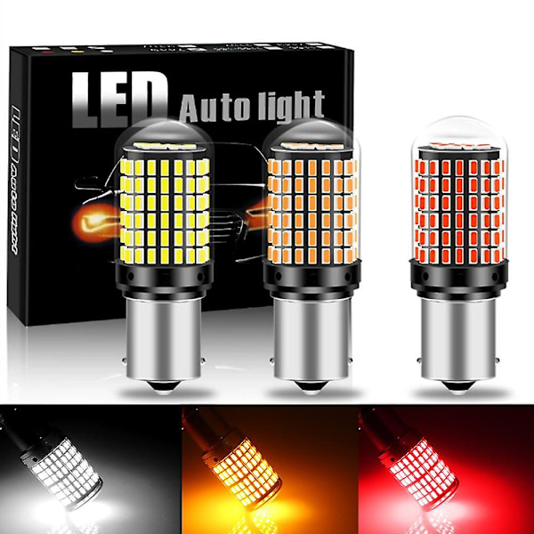 2 st 1156 BA15S P21W BAU15S PY21W T20 7440 W21W 3157 1157 P21/5W W21/5W LED-lampor 144 SMD led CanBus-lampa för blinkers white 2PCS 1157 P21/5W BAY15D