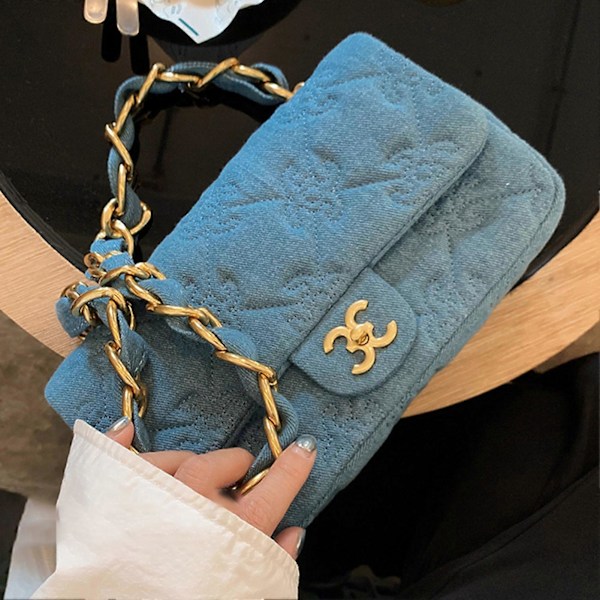 Dam Kedjelänk Väska Mjuk Trendig Messenger Handväska för Resor