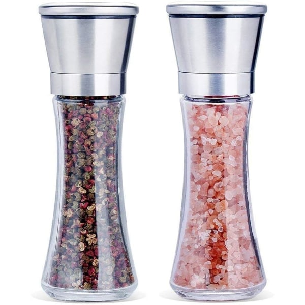 Salt and Pepper Grinder Set,Brushed Stainless Steel Salt and Pepper Shakers(2 Set)