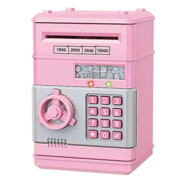 Elektronisk sparegris automatisk mini sikkerhetsmynt kontant spareboks passord nøkkellås bank ATM gave til barn rosa