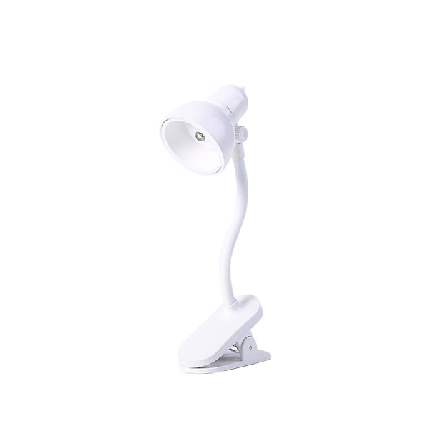 Skrivebordslampe, 360 graders rotasjon, klips-på-lampe, bærbar leselampe, klemme på skrivebord/bord/køyeseng/skap, hjemmebelysning White B