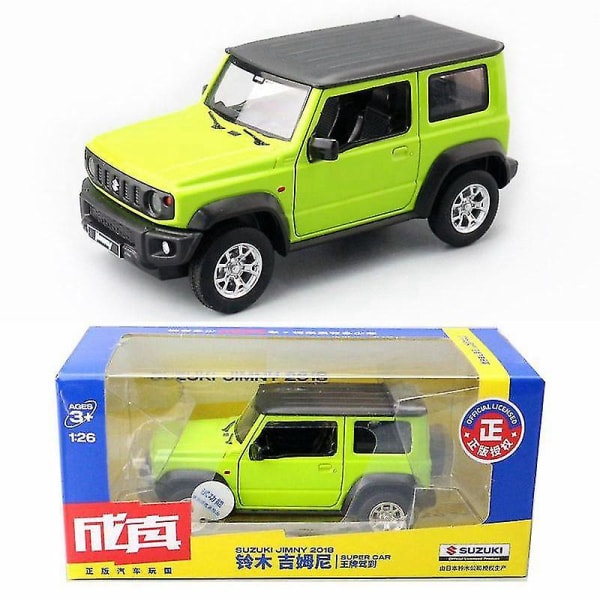1:26 Suzuki Jimny Suv Offroad Vehicle Legering Bilmodel Diecast & Legetøj Metal Simulering Lyd Lys Børne Legetøj Gift Collection Green With Box