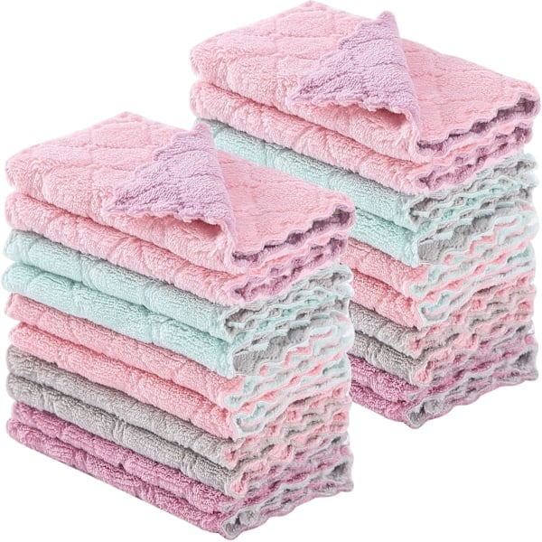 20-pack högkvalitativa, superabsorberande kökshanddukar i korallfleece, slumpmässig färg