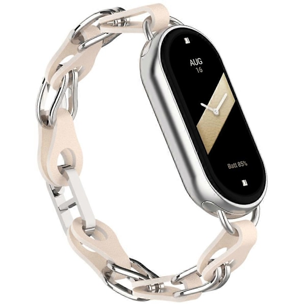 Til Xiaomi Mi Band 9/Smart Band 8 Urremode Hul Zinklegering+Læderkæde Rem Multicolor Style E