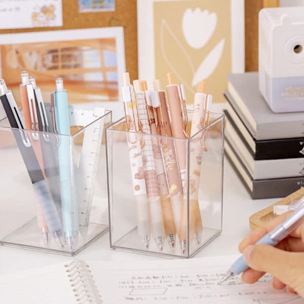 Penholder solid akryl multifunktionelt bord makeup Brus Transparent onesize