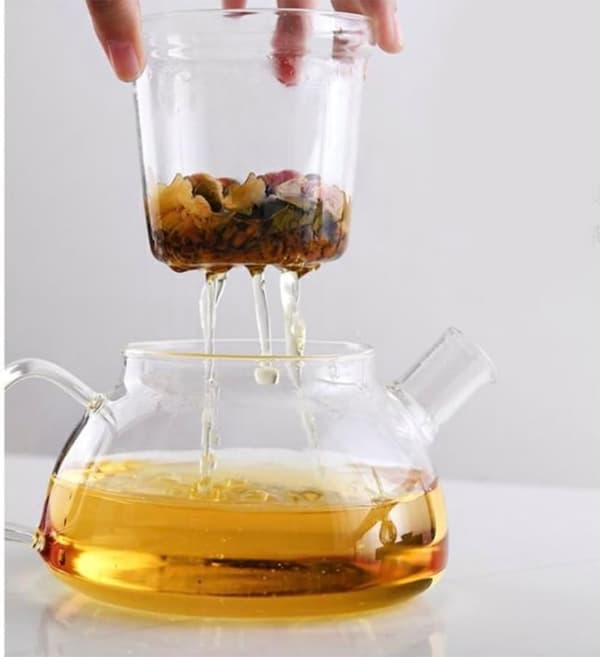 Lasinen teekannu, suodatettava teekannu kannella, 600 ml -