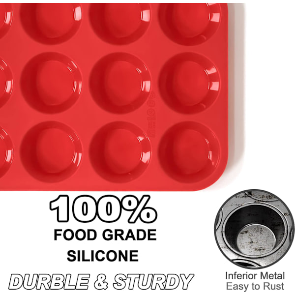 Silikon Muffinform - Vanlig 12-koppars Cupcake-bricka, Non-Stick Silikonbakformar för att göra Muffins, Cupcakes, Choklad 1 Pack 12cups