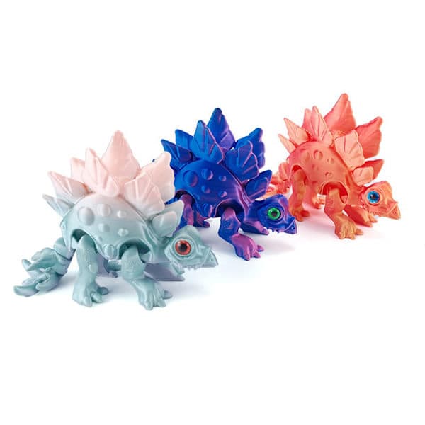3D-printet dyreleke, artikulert Stegosaurus, mystisk krystall A2 A2