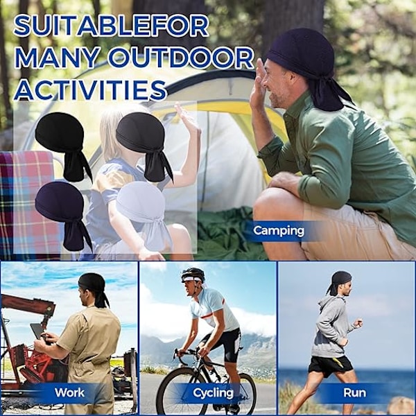 4-pack svettabsorberande bandana hjälmfoder huva andningsbar svettsäker bandana justerbar cykelmössa för utomhusaktiviteter