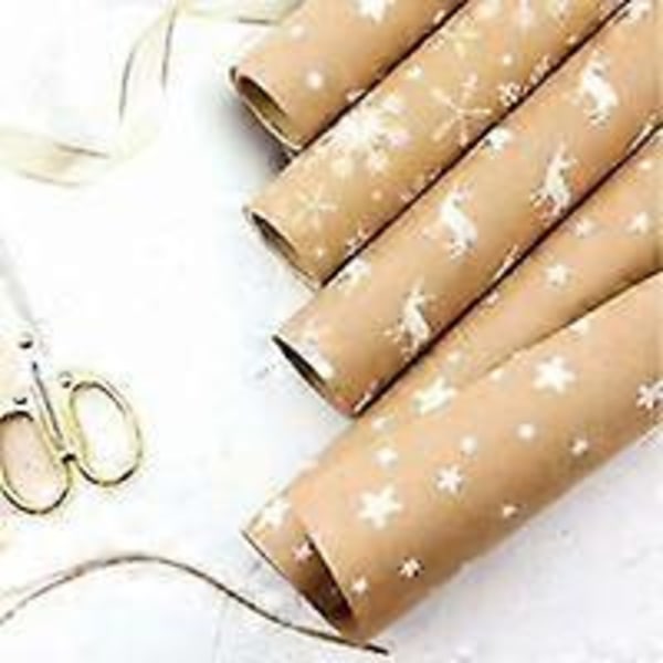 Kraftpapper för julklappar, julklappspapper, Kraftpappersrulle, förpackningsfärg, tjockt julchic brunt presentpapper, tra