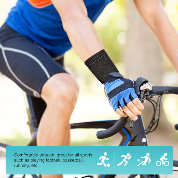 Handledsband Plånböcker, Svettbands Handledsskydd Hälsoutrustning Sport Mynt Nycklar Förvaringsficka Plånböcker Andningsbara Black