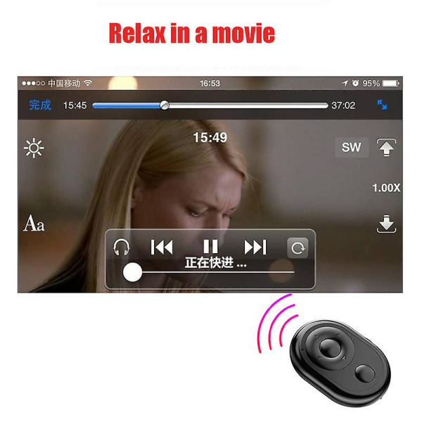 Bluetooth trådløs fjernkontroll Telefon Selfie Videokontroller for Android Ios-kompatibel fjernkontrollknapp Oppladbar Type-C Pink