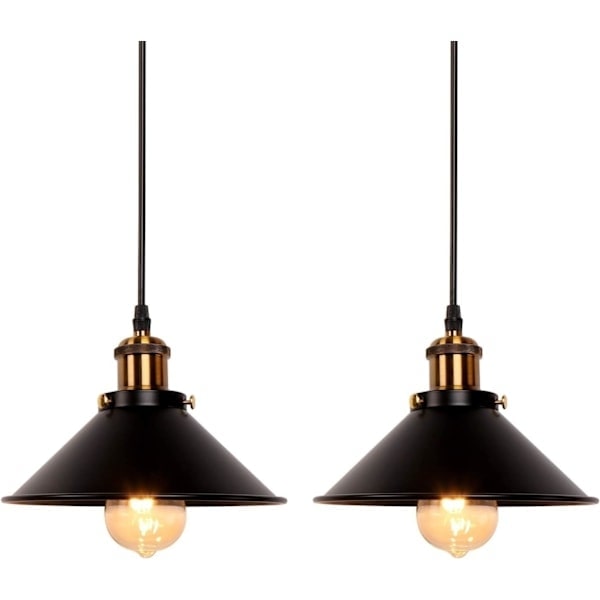 To sæt industrielle retro sorte jern pendellamper, egnet til køkken, bar, balkon{ROG}