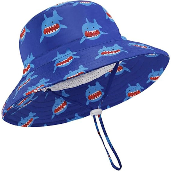 Børne Spand Hat, Unisex Børne Sommer Hat Bred Skygge Solbeskyttelse Hat, Sammenfoldelig Strand Cap med Justerbar Hagesnor UPF 50