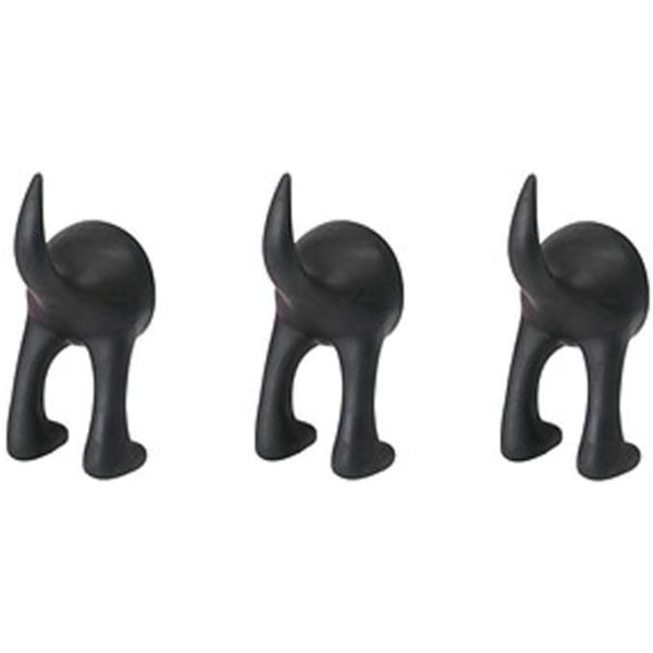 Set med 3 Hundsvanskrokar Hattrock Nyckel Väggmonterad hängare (svart)