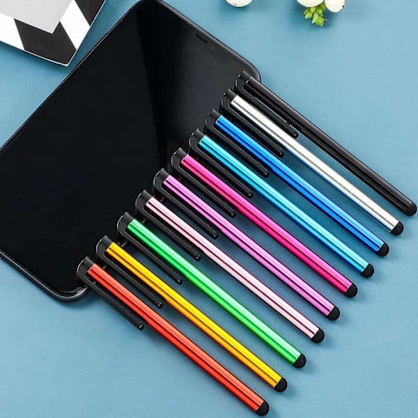 10-pak Stylus Touchpen i metallisk farve - multicolor