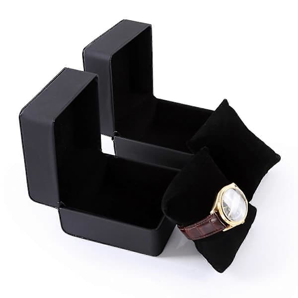 PU urboks læder gaveæske sort 10x7x5cm holder 2 ure