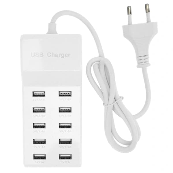 USB-ladestation 10-port vægstrøm Smart oplader til flere enheder EU-stik 100-240V[pl]