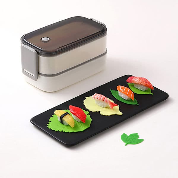 1 Sæt Blad Bento Skål Kop Frokost Separator Sushi Risbold Måtte Én Størrelse