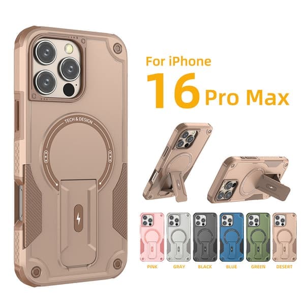 Firehjørnes anti-fall magnetisk usynlig stativ mobiltelefondeksel egnet for iPhone1516promax Ash iPhone16plus Ash iPhone16plus