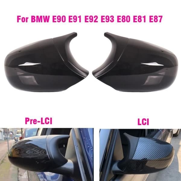 Svart - Backspegelkåpa för bil, för BMW E90 E91 2005-2007, E92 E93 2006-2009, M3-stil