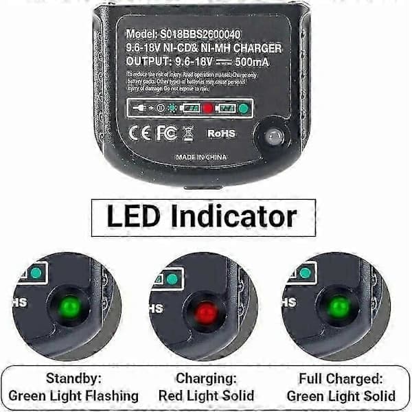 Erstatningsoplader til Black & Decker 9.6V 12V 14.4V 18V NiCd/NiMH batterier HPB18-OPE