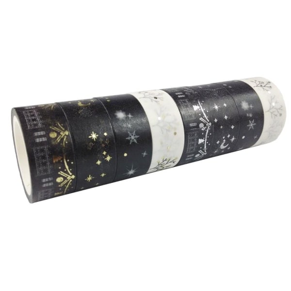 Washi-tejp, dekorativ tejp, set med 4 silver + 4 guld