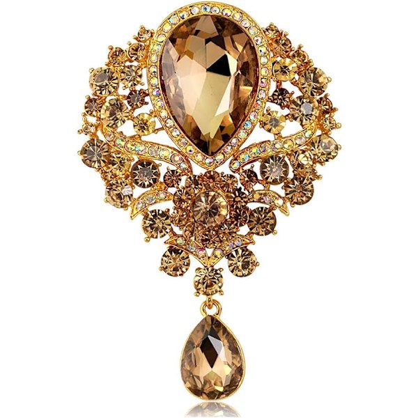 Rhinestone blomma broscher för kvinnor damer bröllop glänsande teardrop brosch stift hänge smycken