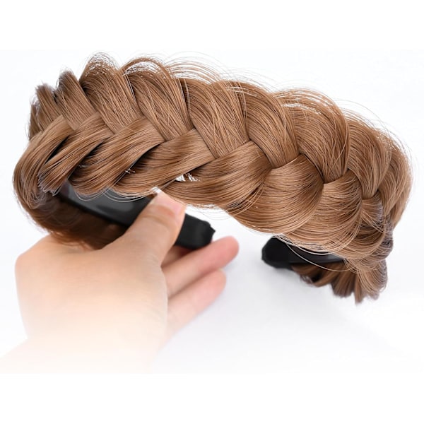 Bred flätad pannband med tänder syntetiskt hår flätat pannband hög elasticitet flätor(23030#)