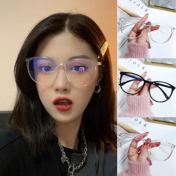 Färgskiftande blåljusglasögon PC Retroglasögon Mode glasögon med hel båge för kvinnor män Antibländning för dagligt bruk Transparent front Permeable Powder Frame