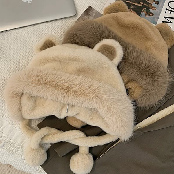 Varm vinterhat til kvinder, plys hat, blød og fluffy damehat Khaki Khaki