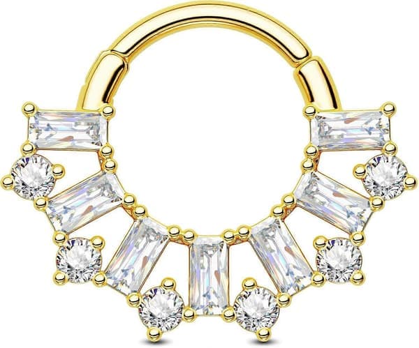 Septumring 16g Smaragd Daith Ørering til Kvinder Klar CZ Septum Clicker Kirurgisk