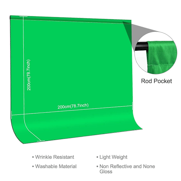 PULUZ 2m x 2m Valokuvaustausta Paksu Valokuvausstudiotausta Kangas Green