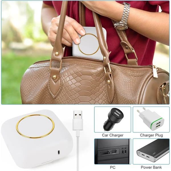Comuis Sharp Mini Bärbar Fotoskrivare, Trådlös Bluetooth Termoskrivare med 10 Rullar Termopapper