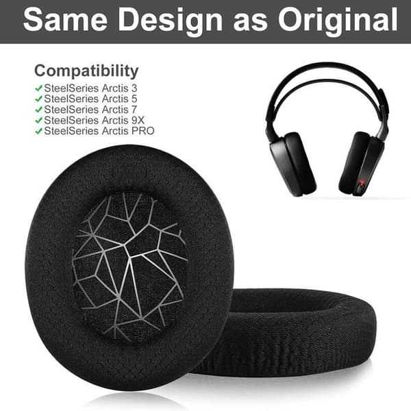 Ersättningsöronkuddar kompatibla med SteelSeries Arctis 3, Arctis 5, Arctis 7, Arctis 9X och Arctis Pro-headset