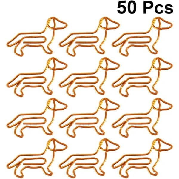 50 stk binders dyreformede bokmerker i dachshund-form (oransje)