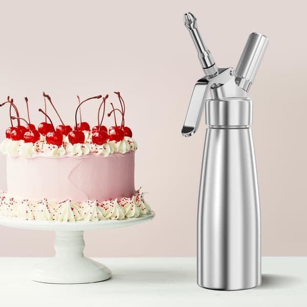 500 ml flødesifon, flødesprøjte, aluminium, med 3 dekorative dyser i rustfrit stål, 1 rengøringsbørste 500 ml 500ml