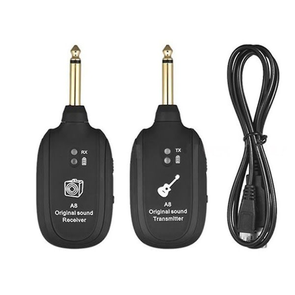Trådlöst gitarröverföringssystem Elektrisk gitarr Trådlös pickup Trådlös sändtagare A8 Gitarr Trådlös mottagare
